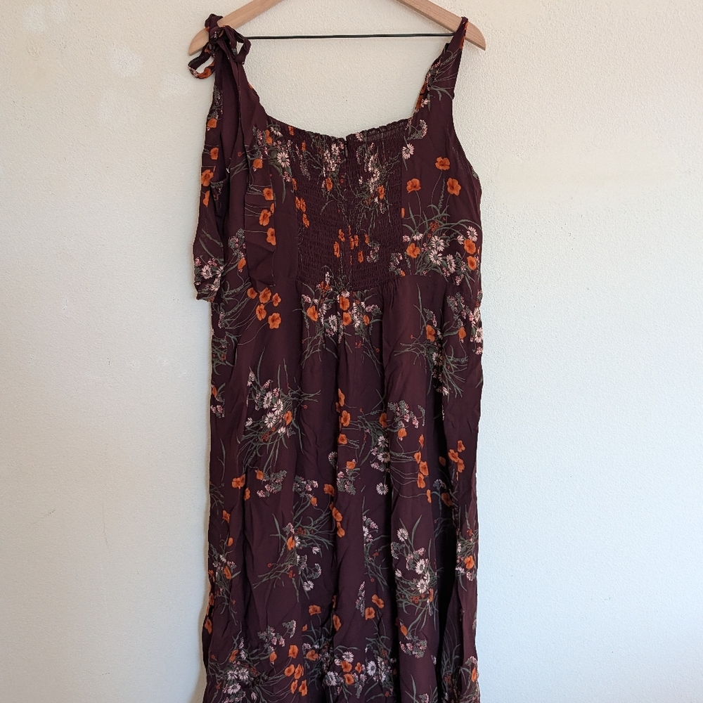 Reformation Twilight Midi Dress In Emmeline Burgundy Floral Size 16 New With Tag - Picture 9 of 10